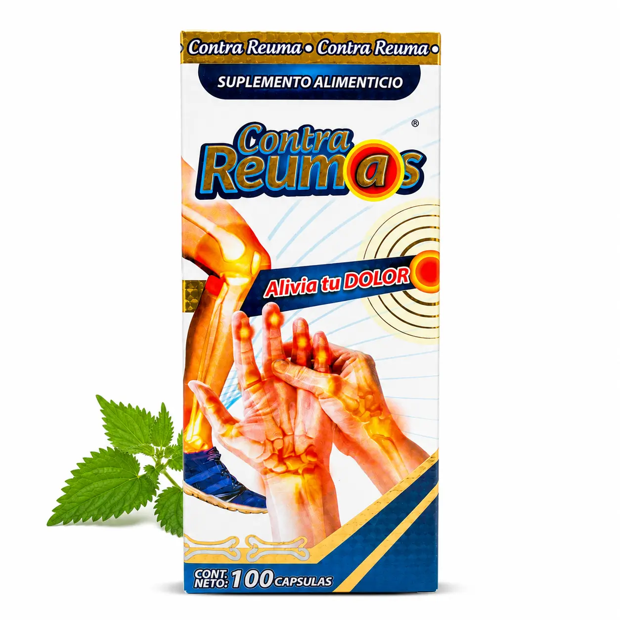 Contra Reumas Dietary Supplement, Botanical Capsule Formula with Nettle, Buchu, Matarique, Ajo Rey, Chondroitin and Soy Lecithin, 100 Capsules