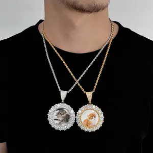 Custom Photo Pendant Men Women HipHop Style Zircon Gold Plated Party Necklace Jewelry