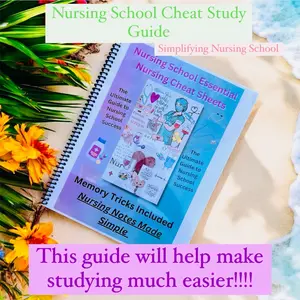 Nursing Study Guide Cheat Sheets - Comprehensive Resource for Nursing Students - Nursing School Essential - Nursing School Book- Nursing Success Study Notes
