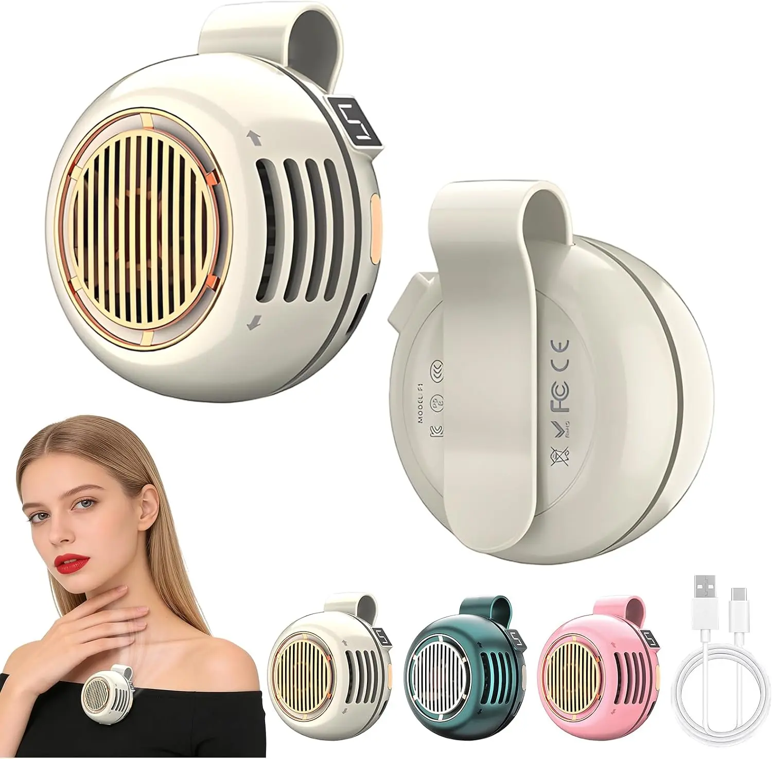 MUNBYN Portable Bladeless Fan with Rechargeable Battery, Quiet Operation, 3-Speed Adjustable Airflow, Rotatable Design for Handheld, Waist Clip, or Phone Cooling Use. Perfect for Travel, Outdoor Activities, Camping, and Everyday Use. Great Gift Choice., A