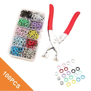 Including 100pcs Invisible Colored Metal Buckle & 1 Count Manual Pressure Pliers,Household Sewing Accessories for DIY Handicraft Clothing & Hat,Buttons & Pliers Tool Kit,Seamless Stitching Sewing Kit Tools,Sewing Supplies Crafts.