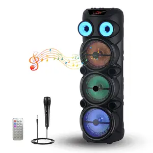 Dazone Triple 8 Inch Wireless Party Bluetooth Speakers, Portable PA Speaker System with Remote Control, Microphone, Rechargeable Karaoke Machine with USB/TF/FM/AUX, TWS, Bass, LED Lights, DJ