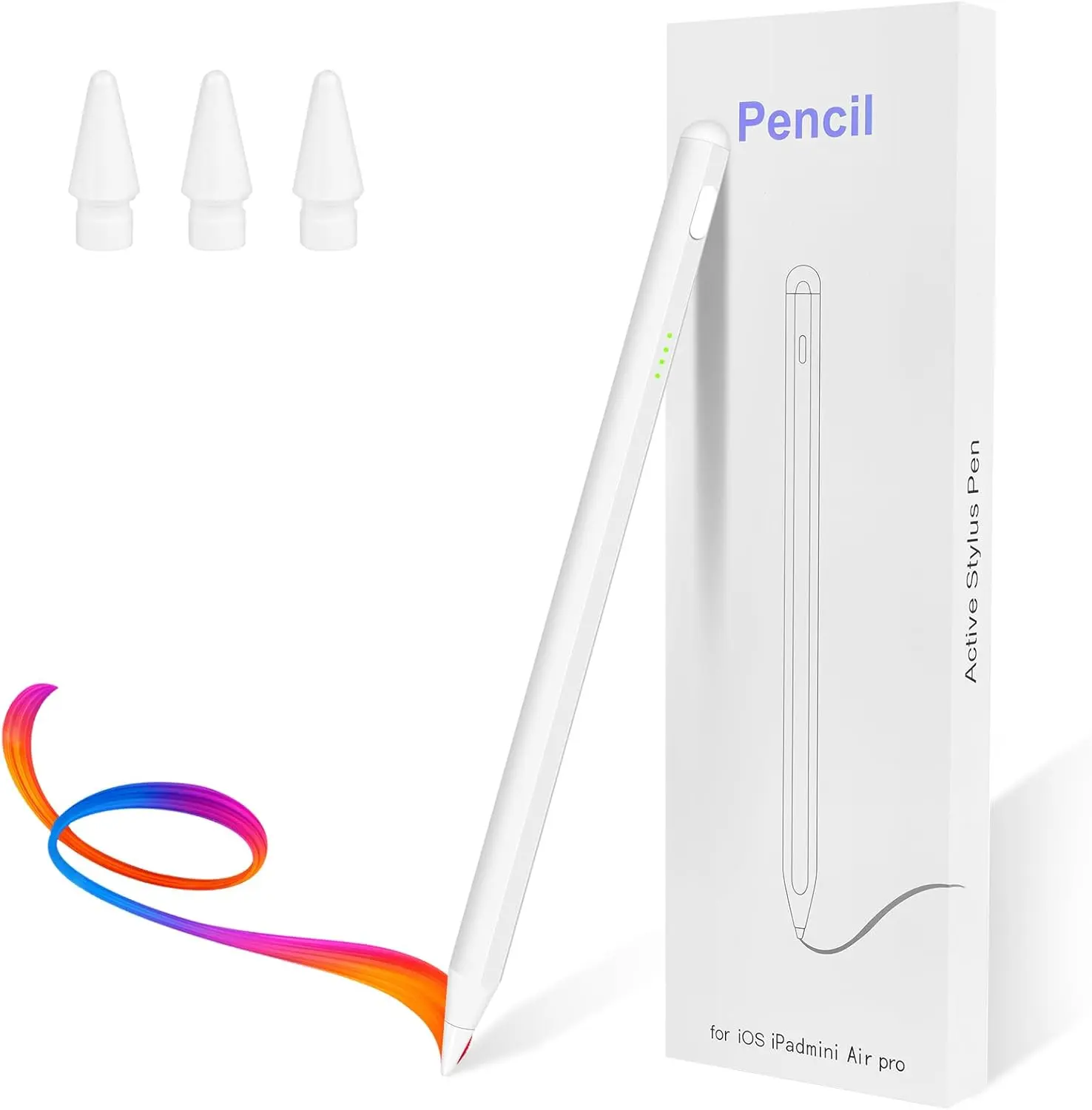 Stylus Pen for iPad 2018-2025 Released Model 15 Mins Fast Charge Pencil 2nd Generation Compatible with iPad Air 3/4/5/6,Pad 10/9/8/7/6   Pad Mini 5/6,Pad Pro 11"/12.9"/M4 White