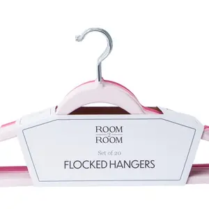 Room2Room Flocked Hangers Set of 20 - Pink & White Hangers for Organized Storage