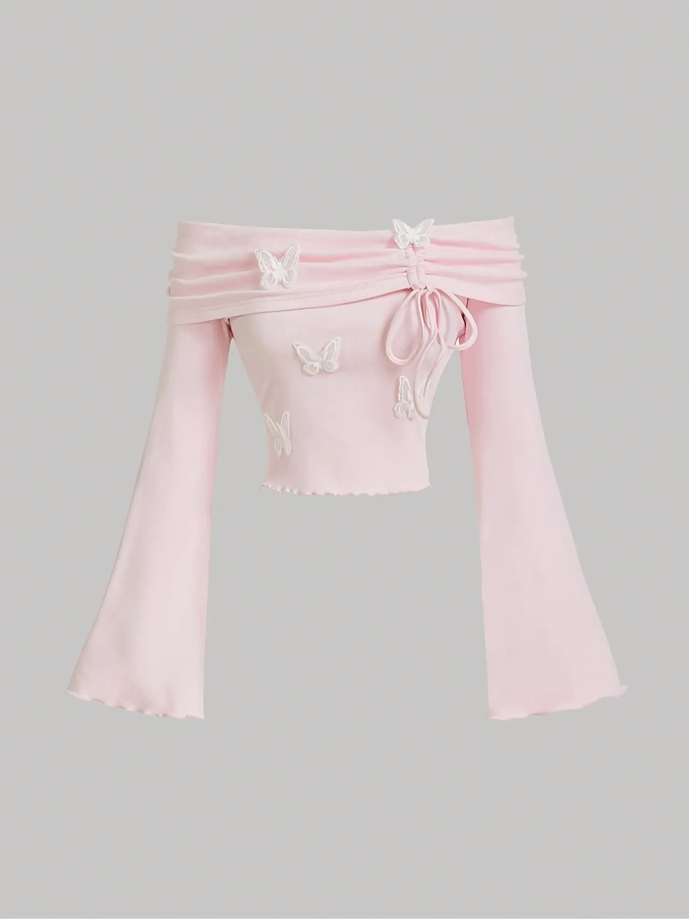 Women's One-Shoulder Long Sleeve Soft Knit Top with Bow, Knot and Butterfly Design, Slim-Fit Sweet Style Casual Lightweight Summer Fashion Knitwear, Perfect for Dating & Travel, Womenswear