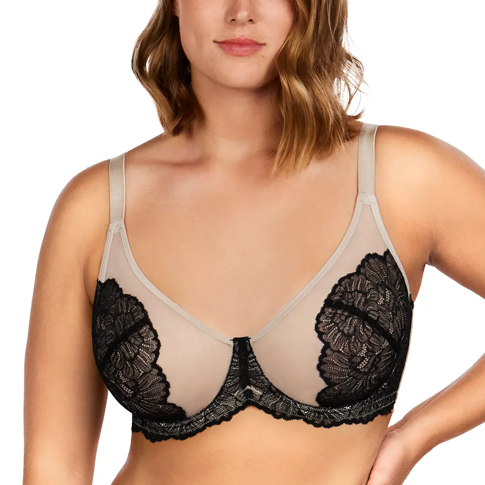 Live Exclusive HSIA Blossom Plus Size Soft Lace Full Coverage Women Unlined Underwire Bra Mesh Soft Womenswear