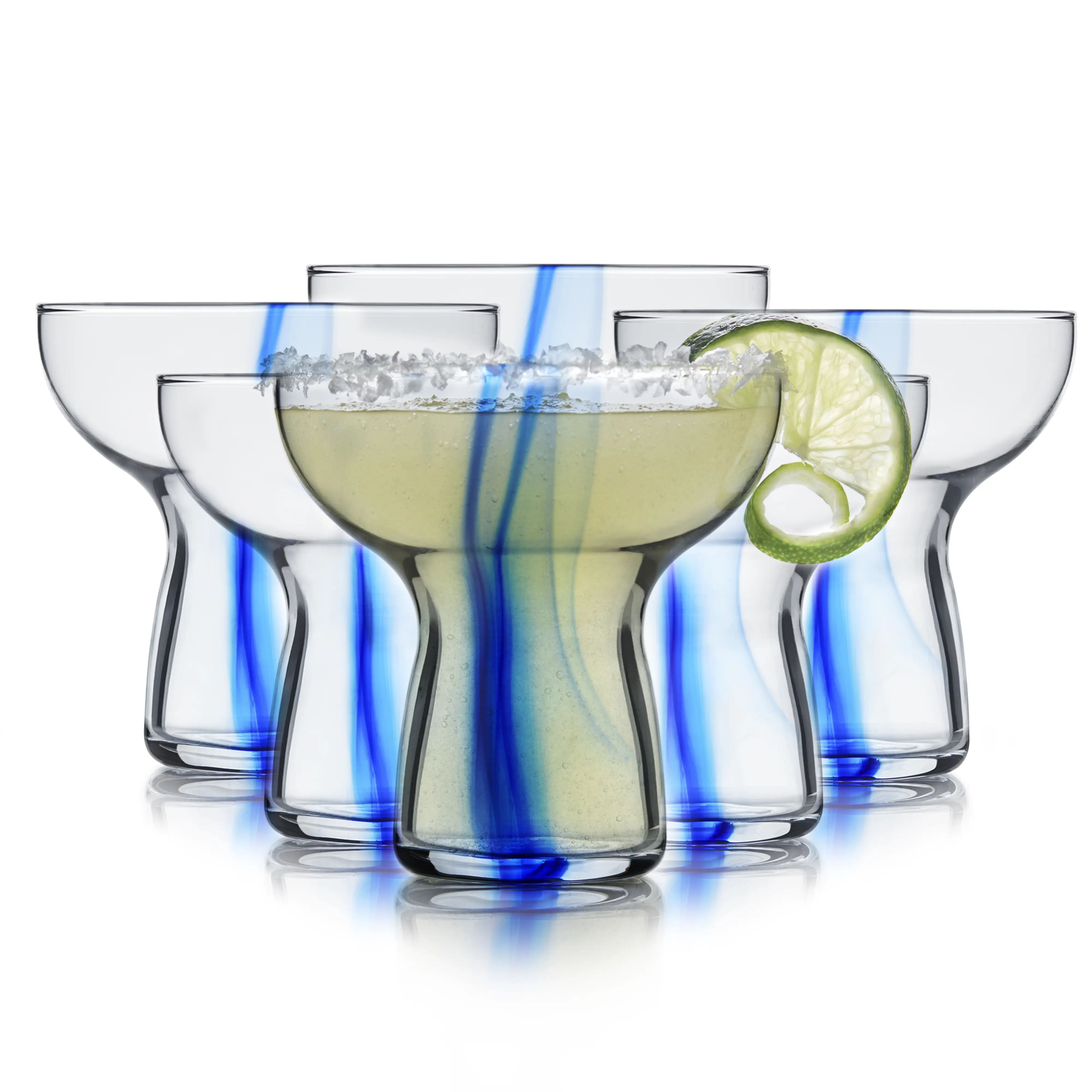 Libbey Blue Ribbon Stemless, Margarita Glasses, Artisan-Inspired, Elegant Margarita Glass Set of 6, Lightweight Mexican Glassware for Parties and More