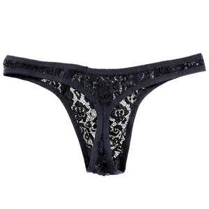 Hollow Out Lace Men Sexy Transparent Thong Underwear See Through Sissy Personalized Jockstrap Man Underpant Erotic Pouch