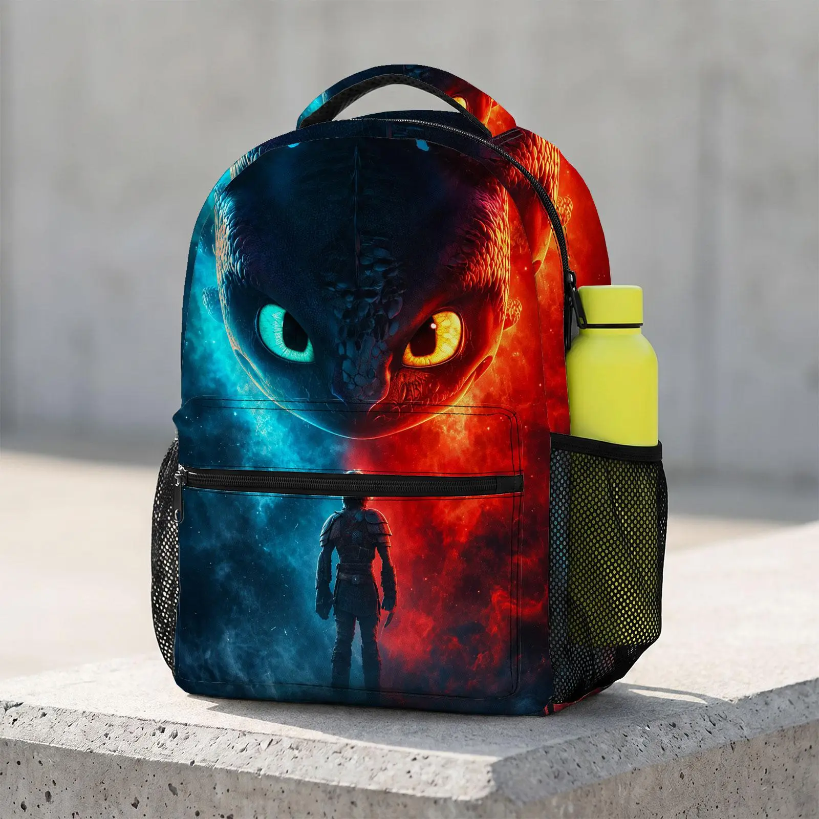 How to Train Your Dragon Theme Large-Capacity Cute Cartoon Animal Student Class Backpack, Heavy-Duty Youth Versatile School Bag with Chest Buckle for Boys & Girls