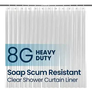 Clear Shower Curtain Liner, 1 Count Soap Scum Resistant Shower Curtain with Magnets and Metal Grommets, Bathroom Curtain for Home Hotel Salon Dormitory Decor, Bathroom Accessory, Bathroom Supplies, Bathroom Decoration Accessories