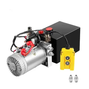 Garvee 12V Hydraulic Dump Trailer Pump with 8 Quart Metal Oil Reservoir, Double Acting Electric Power Unit for Dump Trailers and DIY Hydraulic Systems