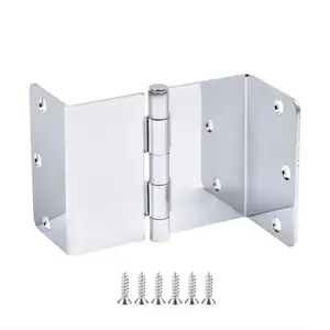 Offset Swing Clear Door Hinge, Polished Chrome 3-1/2" with 1/4" Radius Corners