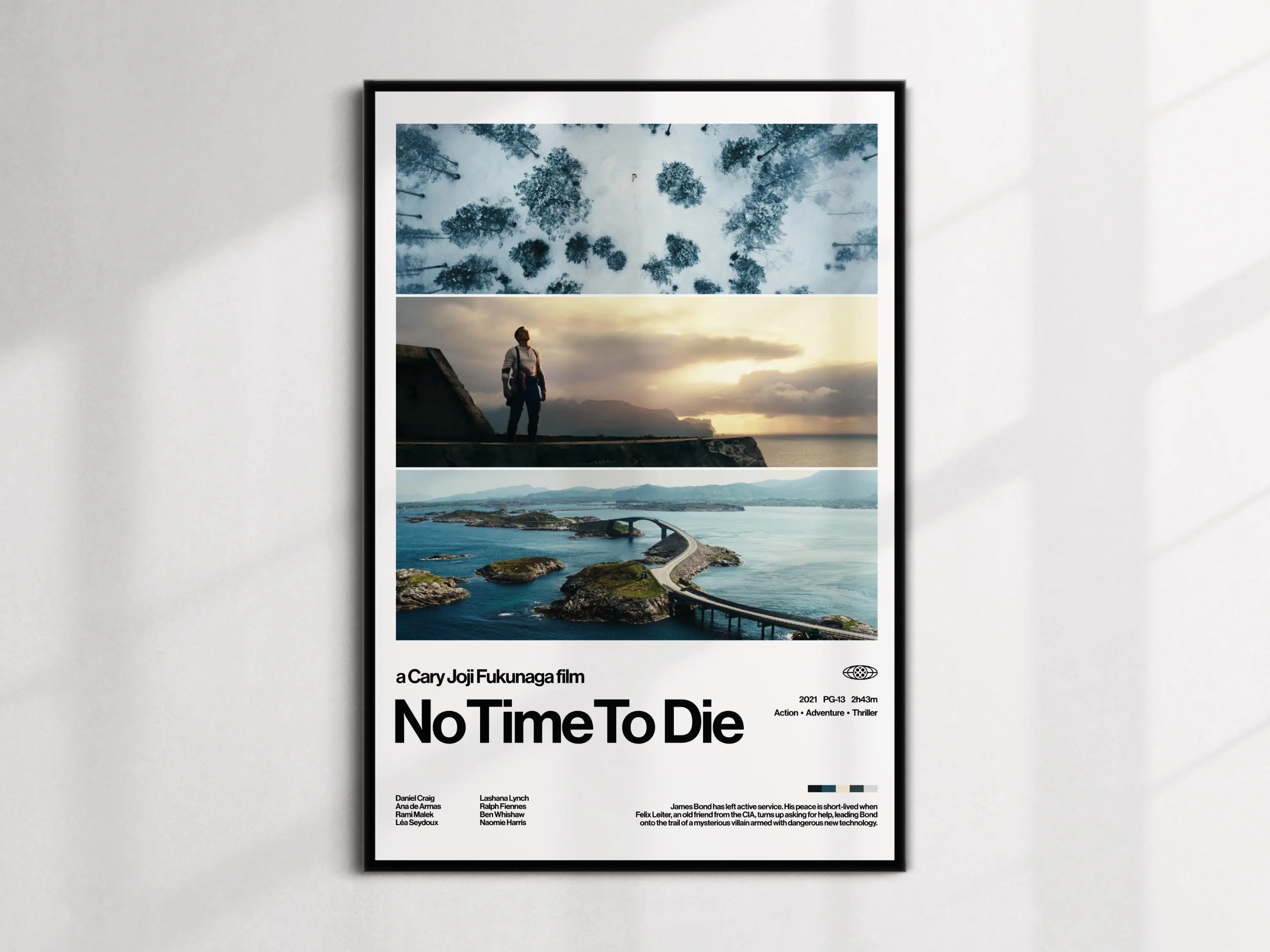 No Time To Die Movie Poster | Modern Wall Art, James Bond 007 Action Film , High-Quality Wall Decor, Movie Print -Poster Unframed