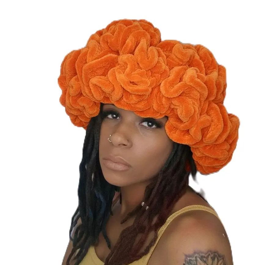 Sunset Orange Crochet Ruffle Hat