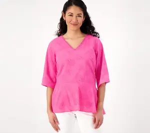 Isaac Mizrahi Live! Paisley Woven Tunic with Peplum Detail