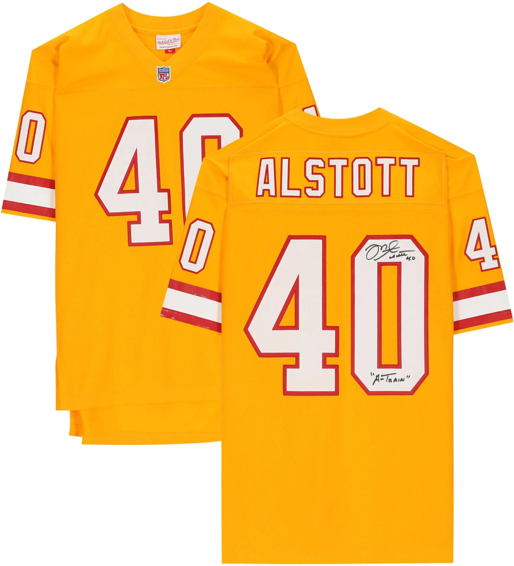 Mike Alstott Tampa Bay Buccaneers Autographed Mitchell & Ness Orange Throwback Replica Jersey with "A-Train" Inscription - Fanatics Authentic Certified
