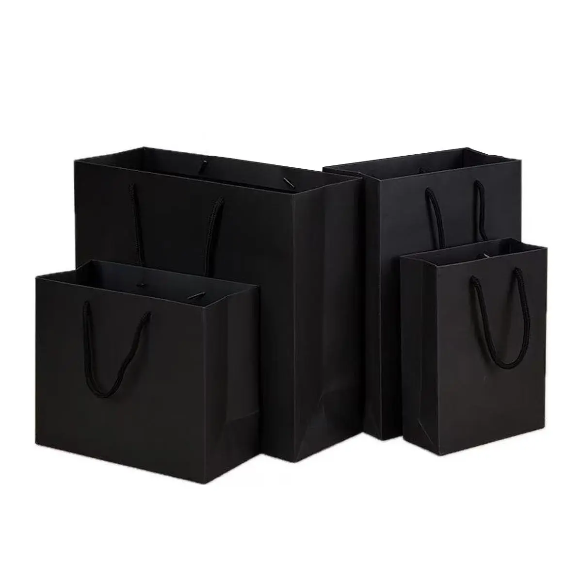 Black Gift Bags Assorted Sizes, Gift Bags Bulk, Goodie Bags, Available in 4 Sizes, Thick Reusable Kraft Paper Bags, Ideal for Weddings/Parties/Birthdays/Easter/Mother’s Day Gifts Packaging Handbags, Party Supplies