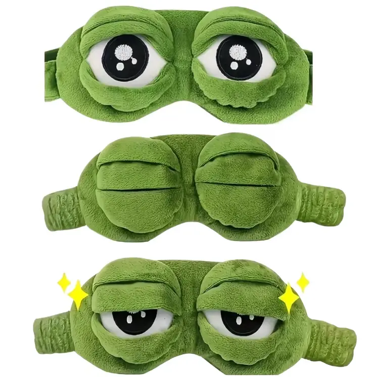 Cute Frog 3D Shaping Sleep Mask, Soft Plush Cotton Eye Mask for Adults & Kids, Adjustable Strap, Light Blocking, Hand Washable, Funny Quirky Gift for Sleeping