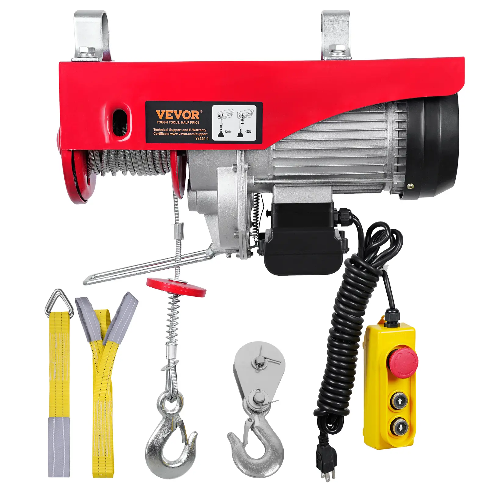【summerfinds】VEVOR Electric Hoist, 440lbs Garage Hoist with 14ft Wired Control, 110 volt Electric Hoist Winch 40ft Single Cable Lifting Height, Pure Copper Motor and Emergency Stop Switch