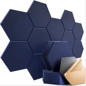 Hexagon Acoustic Panels, 12 Self-Adhesive Soundproof Tiles, High-Density Polyester Fiber 12"X10"X0.4" for Studio & Home Wall Panel