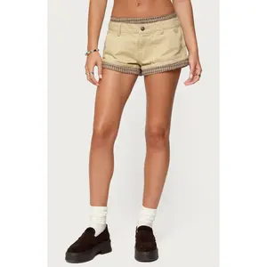 Edikted Women's Peekaboo Plaid Boxer Shorts