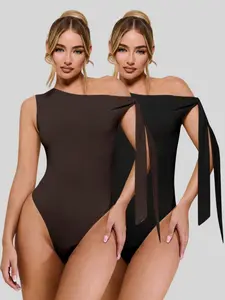 Women's Two-Piece Asymmetrical Shoulder Halter Jumpsuit, Slim Fit Bodycon Tight Dress, Sexy Strapless for Parties