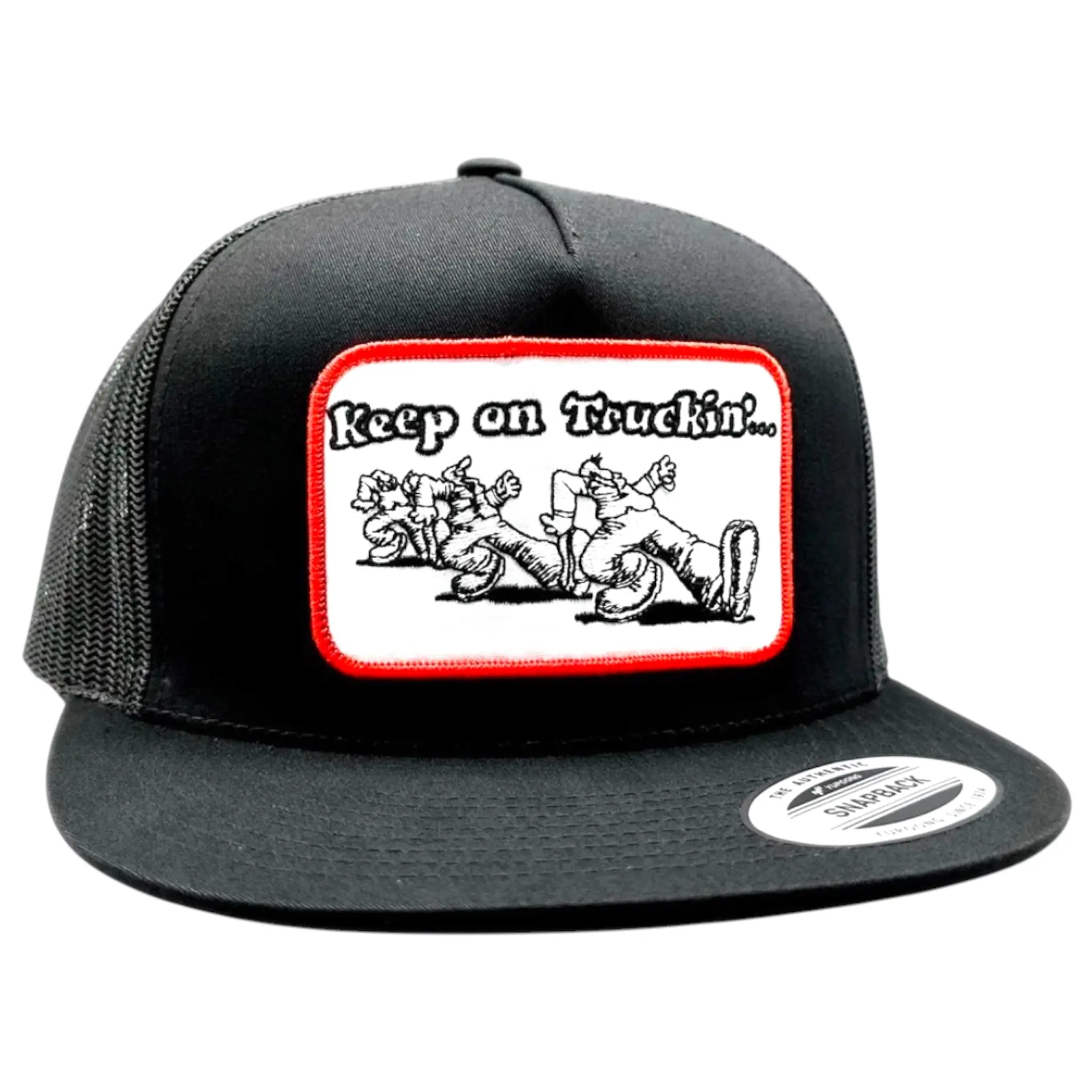 Keep on Truckin' Vintage Patch on Yupoong Trucker Hat / YP Classics 6006 Snapback Cap