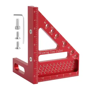 Versatile Carpenter Square Scribing Ruler, 3D Multi-Angle Measuring Tool With Angle Pin Aluminum Alloy 22.5-90 Degree, CM Scale For Woodworking, Engineering, Construction