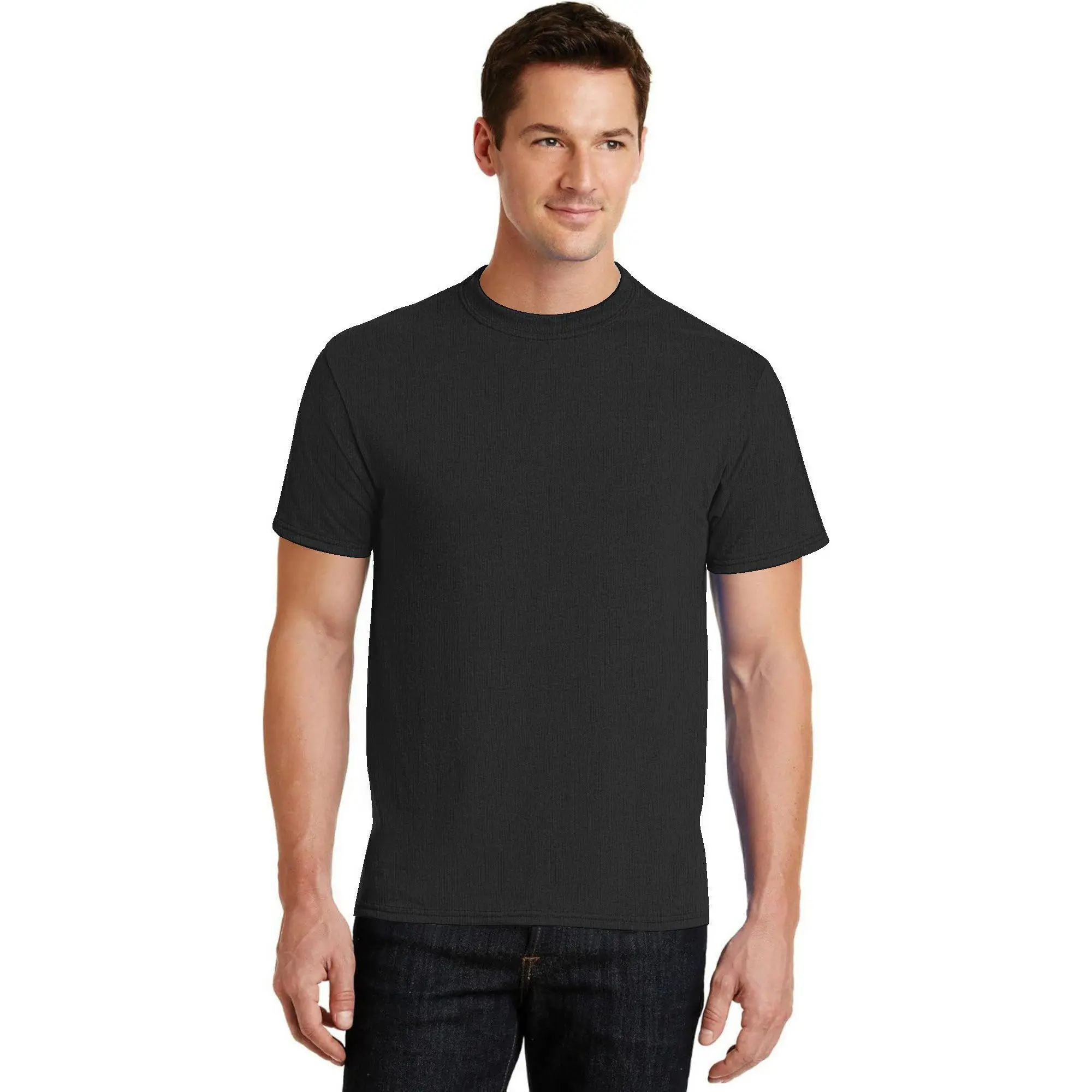 Men's     T-Shirt – Black Crew Neck Solid Color T-Shirt, Men's Casual Basic Style