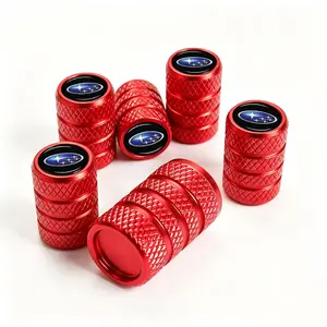 5-Pack Red & Black Durable Tire Valve Caps For Subaru Outback Forester Crosstrek WRX STI Ascent Impreza Legacy BRZ All-Weather Dust-Proof Seal Anti-Corrosion Wheel Covers With Subaru Logo AWD SUV Parts