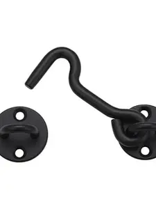 4" Barn Door Latch Door Lock Hardware, Sliding Door Lock Eye with Screws, Rust-Resistant Metal Gate Latch, Privacy Hooks Latch for Inside Door, Wooden Fence, Garage Door (Black)