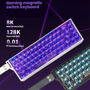 68-Key Magnetic Axis Mechanical Backlit Keyboard, Equal Height Lines Side Engraved Wired RGB Gaming Rt Adjustable Key Travel Low Latency Mechanical Game Keyboard