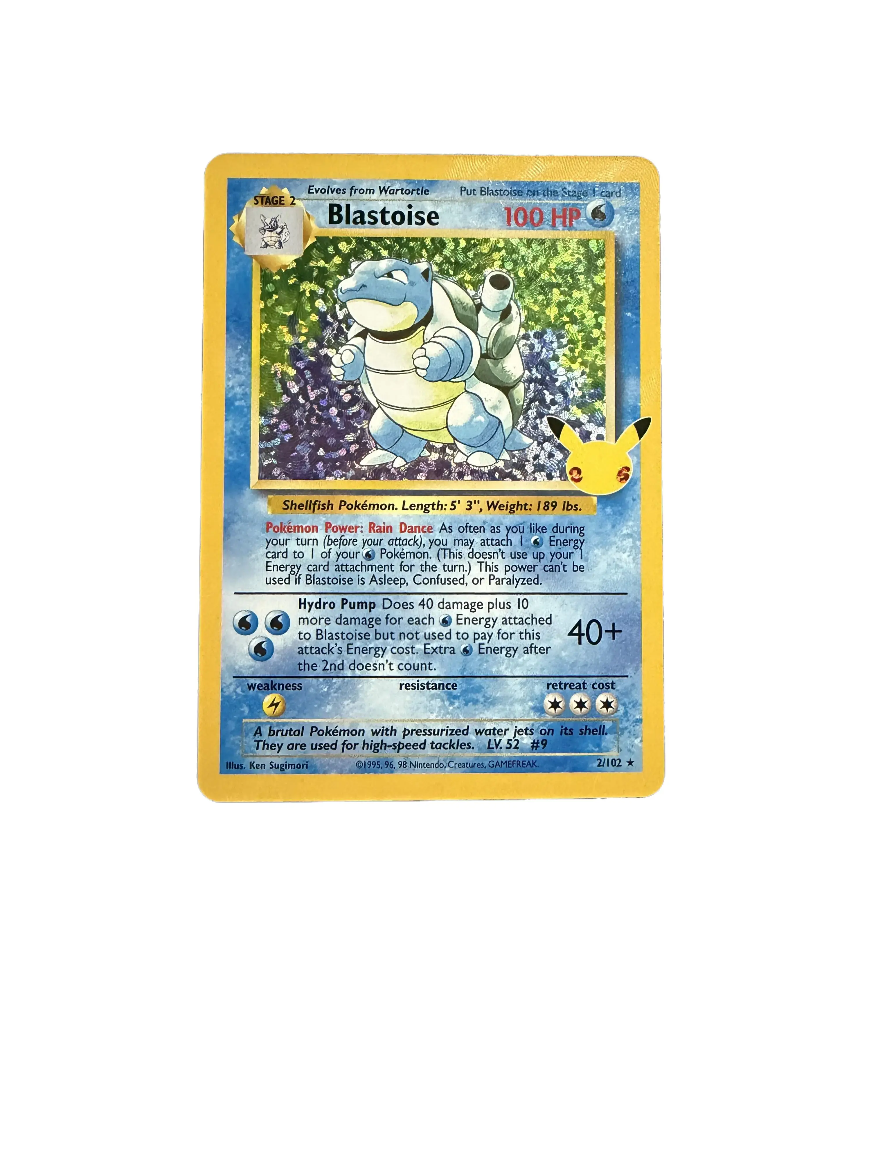 Pokémon Blastoise 2/102 Celebrations Classic Collection Holo Raw Non-Sports Card Single, 2021 25th Anniversary, NM Condition