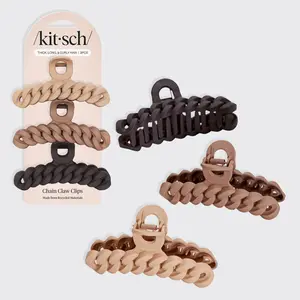 Kitsch Eco-friendly Chain Claw Clip 3pc Set Neutral Sustainable Recycled Materials 11cm x 5cm x 3.5cm Hair Clips Kitsch Eco-friendly Chain Claw Clip 3pc Set Neutral Sustainable Recycled Materials 11cm x 5cm x 3.5cm Hair Clips