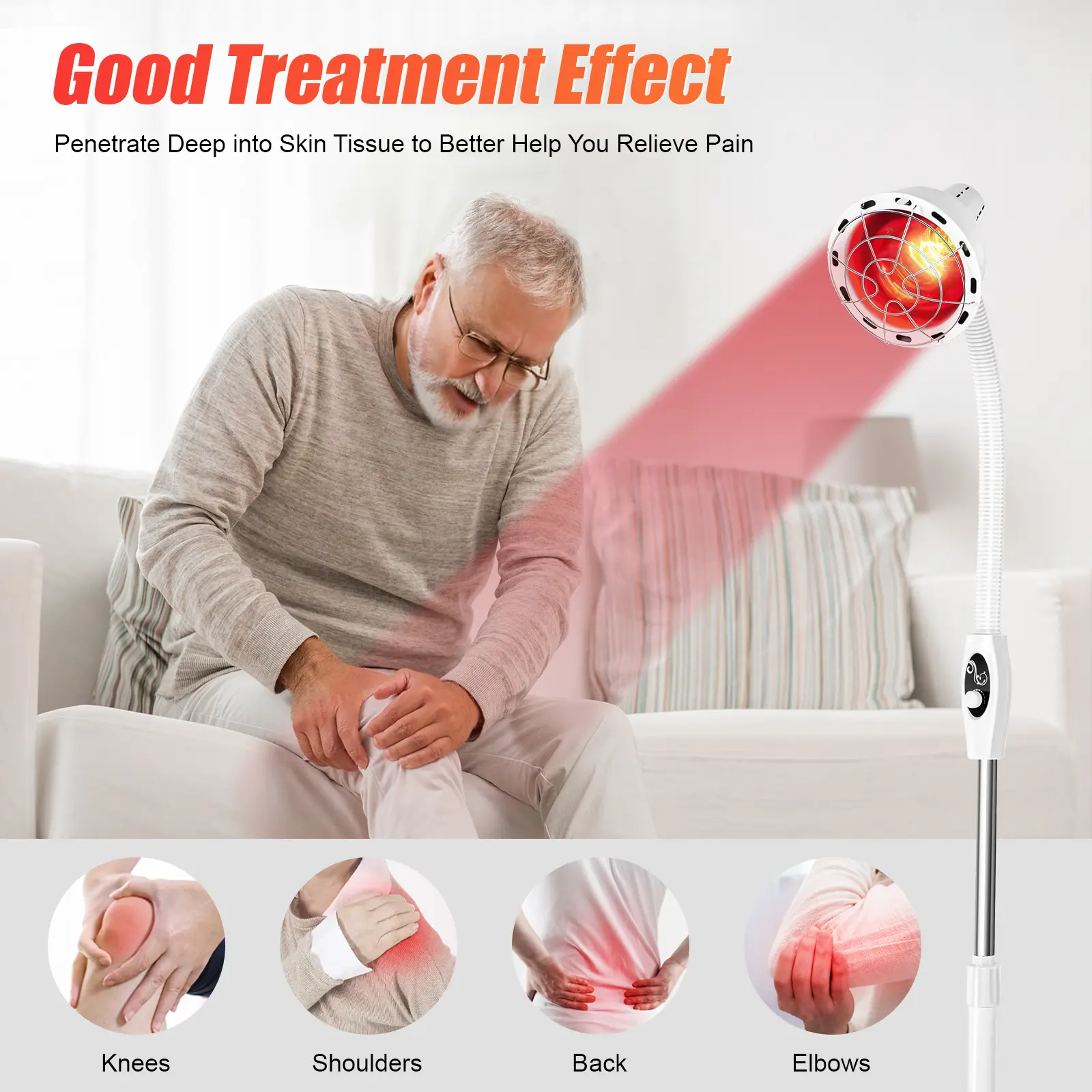 CNCEST 275W Infrared Therapeutic Lamp for Wellness, Healthcare, Therapy & Back Pain Relief Products, Adjustable 360° Hose, Safe Far Infrared, E27 Base, 110V Skin Health Support