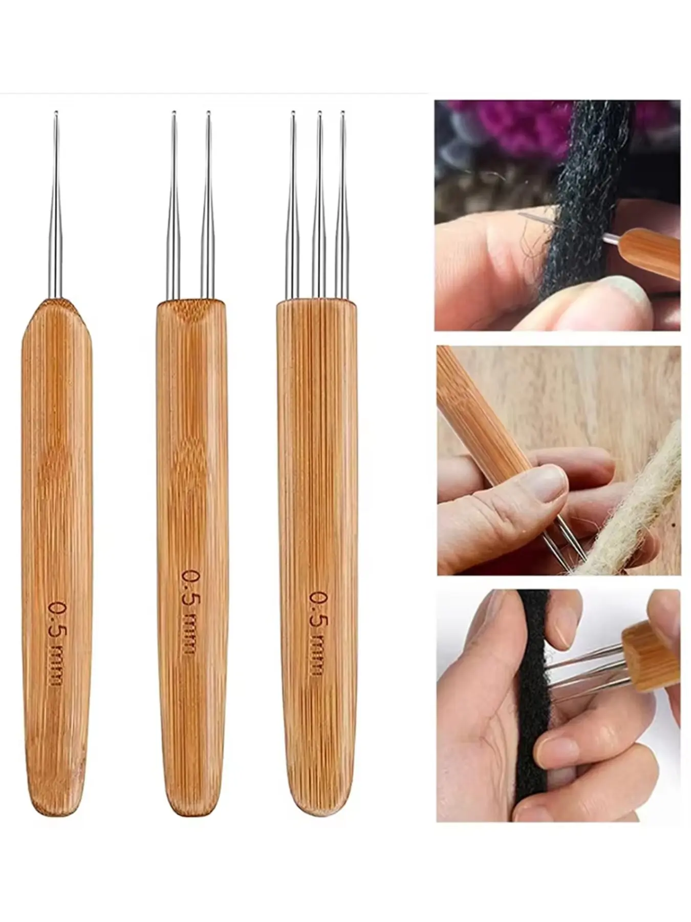 3-Hook Crochet Needle Set for Wig Making Dreadlock Braiding Hair Extension Tool Wig Ventilating Repair Kit Hair Tools Hair Salon Supplies