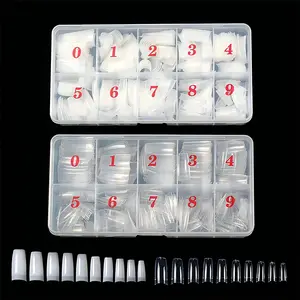 1000pcs Clear and Natural Acrylic Nail Tips,10 Size French Nail Tips For Acrylic Nails Half Cover False Nails Extension Artificial Fingernails
