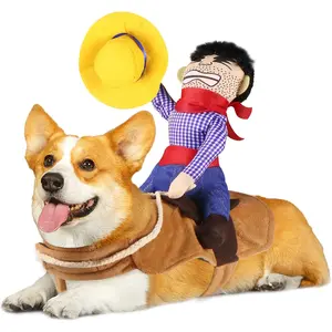 Dog Cowboy Costume, Dog Halloween Costumes Cowboy Rider Dog Costume Funny Dog Costume for Small Medium Large X-Large Dogs (Large)
