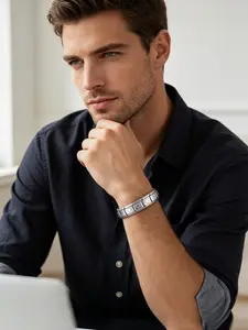 1pc Heart Module Bracelet, Customizable Men's Accessory, Free Combination Design, Unique Assembly Jewelry, Stylish Personalized Watchband