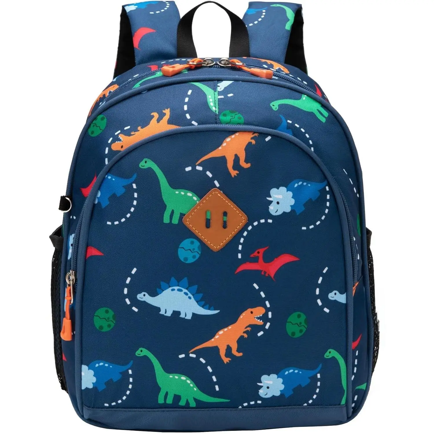 P-CPB034  Toddler Backpack Boys, 12 Inch Kids Backpack for Preschool or Kindergarten, Dinosaur Navy Blue