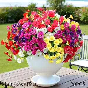 A Set of 20 Mixed-Color Uv-Resistant And Fade-Proof Artificial Morning Glory Bouquets, Decorative Artificial Flower, Suitable for Indoor And Outdoor Decoration, Including Hotels, Weddings, Lifelike Artificial Flower