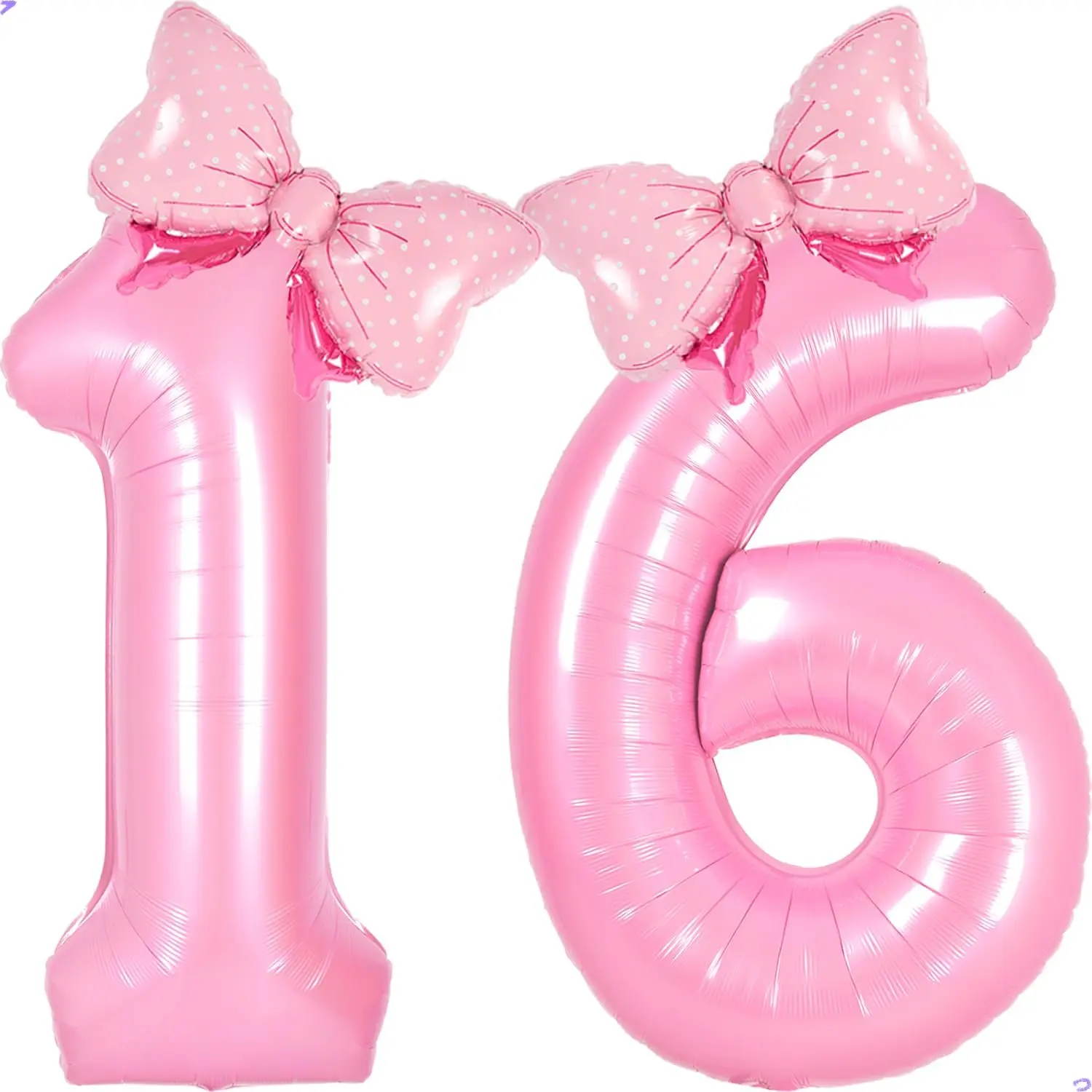 40" Pink Sweet 16 Foil Mylar Number Balloons with Bow & Butterfly Accents, Birthday-Themed Balloons for Girls' 16th Party Decorations (Home & Festive Party Supplies)