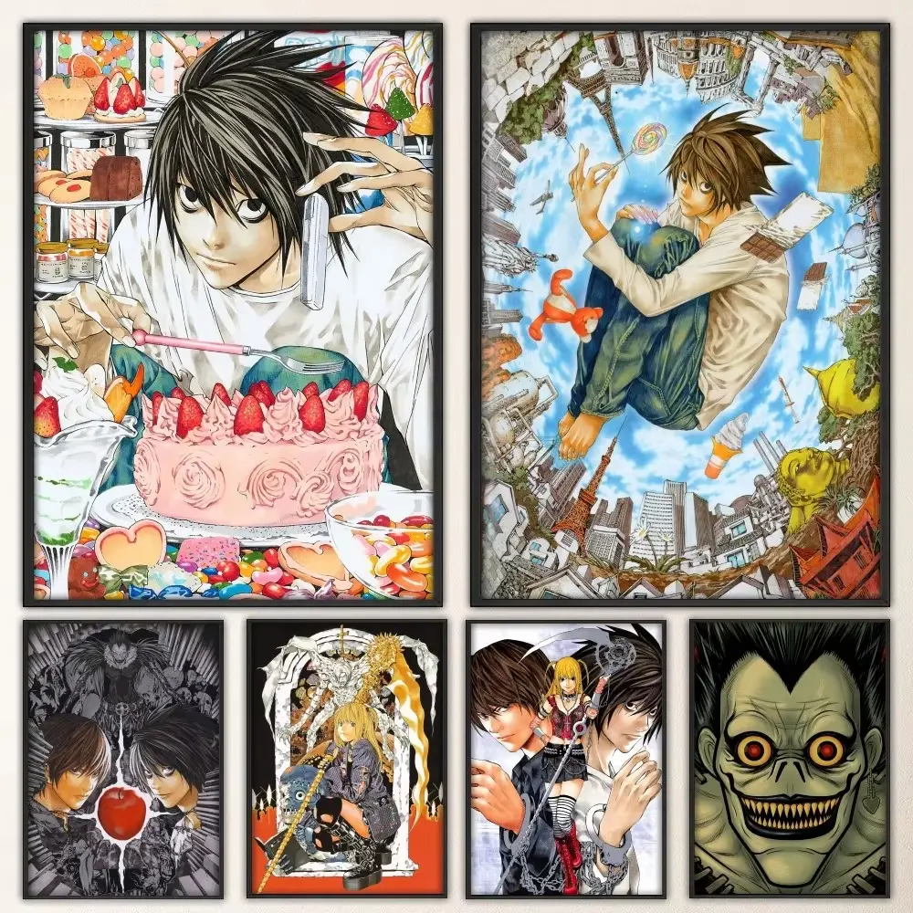 Death Note Anime Print Poster, Fade-Resistant Wall Sticker, Vintage Home Decor for Living Room, Ideal for Anime Room & Comic Art Displays, Decoration, Gift