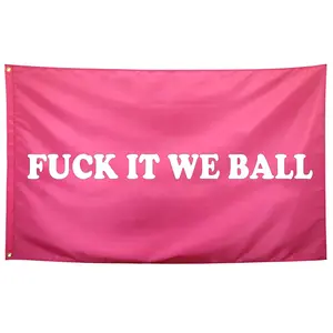 Funny College Dorm Flags, 2D Flat Banner, Fuck It We Ball Design, Ideal for Bedroom & Room Wall Decoration, Wall Hanging, Indoor/outdoor Use, Decorative