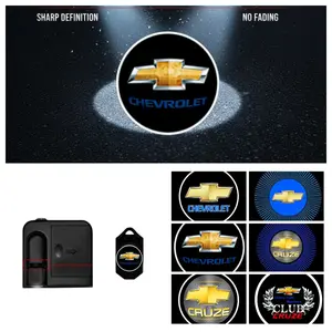 4-Pack Chevrolet Logo Car Door LED Welcome Projector Lights, Compatible with Chevrolet Equinox/Blazer/Camaro/Suburban Series Vehicles, Peel-and-Stick Non-Destructive Drill-Free Waterproof Courtesy Lights, Led For Car