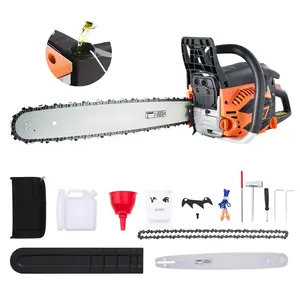 62cc Gas Chainsaw, 3.8 HP Gas-Powered Outdoor Cutting Tool, 20-Inch Bar for Wood Cutting, Firewood Splitting, Tree Felling, Limb Removal, and Heavy-Duty Lumber Work, Ideal for Garden, Farm, Landscaping, and Construction Projects