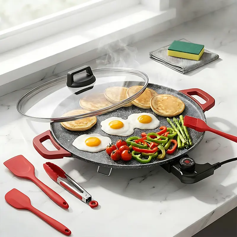 AORAN Portable Electric Korean BBQ Grill Griddle, Non-stick Pan, Adjustable Temperature Control, Indoor Outdoor Meat Grilling Appliance,home essentials
