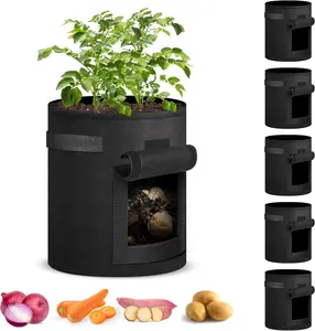 iPower Potato Grow Bags with Handles, Harvest Flap & Visual Window – Easy to Harvest, Thickened Breathable Fabric Planter for Tomatoes, Carrots, Fruits & Vegetables