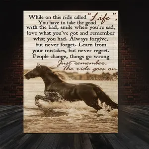 1-piece framed painting of a galloping horse--decorative painting with a galloping horse motif, modern minimalist style with a flat frame, ready-to-hang inspirational decoration, suitable for the living room, bedroom, or office--a gift for equestrian enth