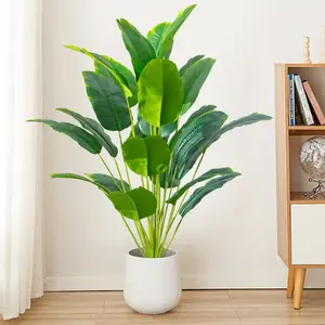 Artificial Banana Tree Leave without Pot for Room Decor, Fake Indoor Plants, 1 Count Real Touch Fake Plant, Artificial Banana Plant for Home Garden Decoration